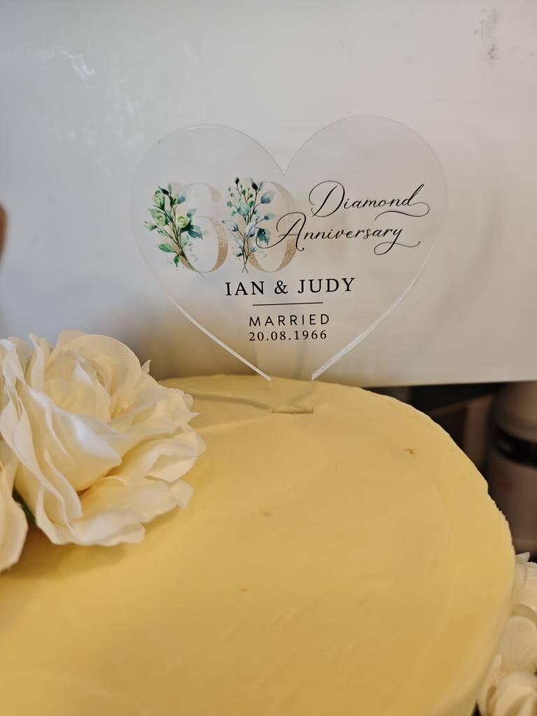 Personalised 60th Diamond Anniversary Cake Topper