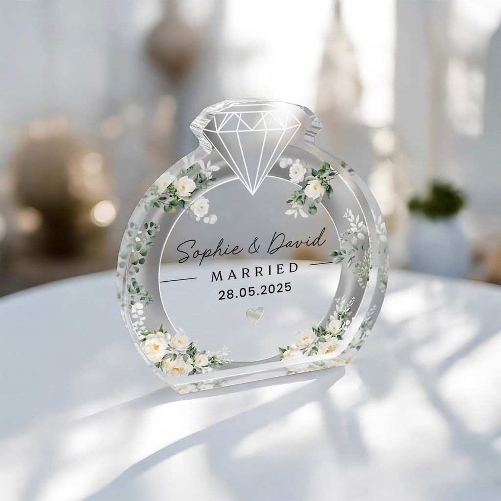 Personalised Wedding Keepsake Married Mr & Mrs Ring Block