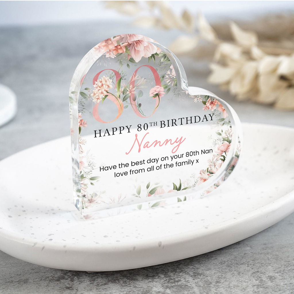 Personalised Rose Pink Happy 80th Birthday Gift Plaque