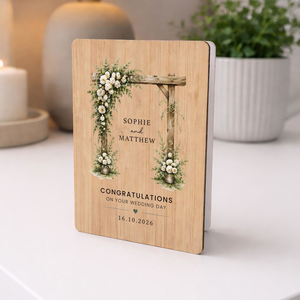 Personalised Rustic Wedding Arch Congratulations Mr & Mrs Keepsake