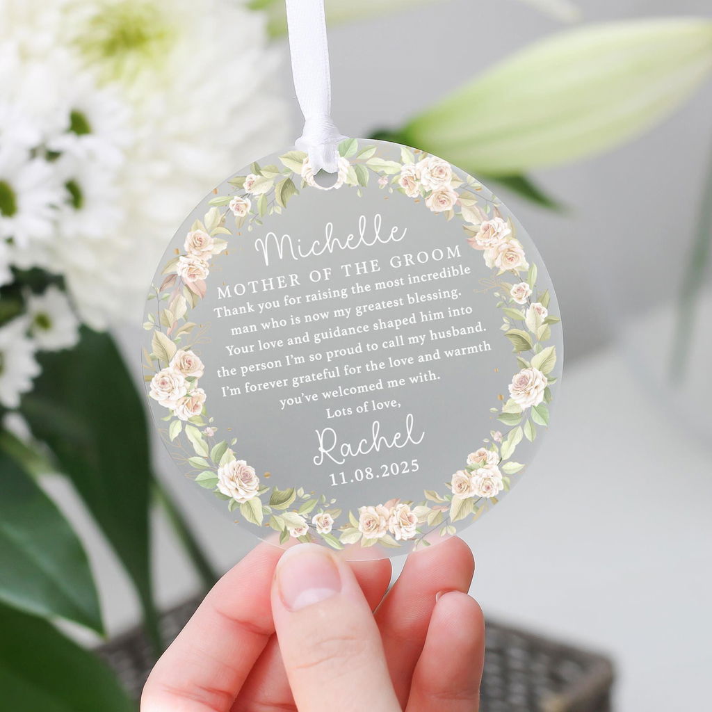 Personalised Thank You Mother of the Groom Frosted Keepsake Gift
