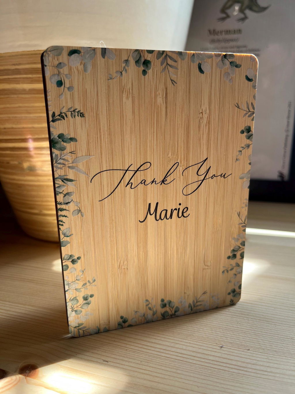 Personalised Green Floral 90th Birthday Card Wooden Keepsake