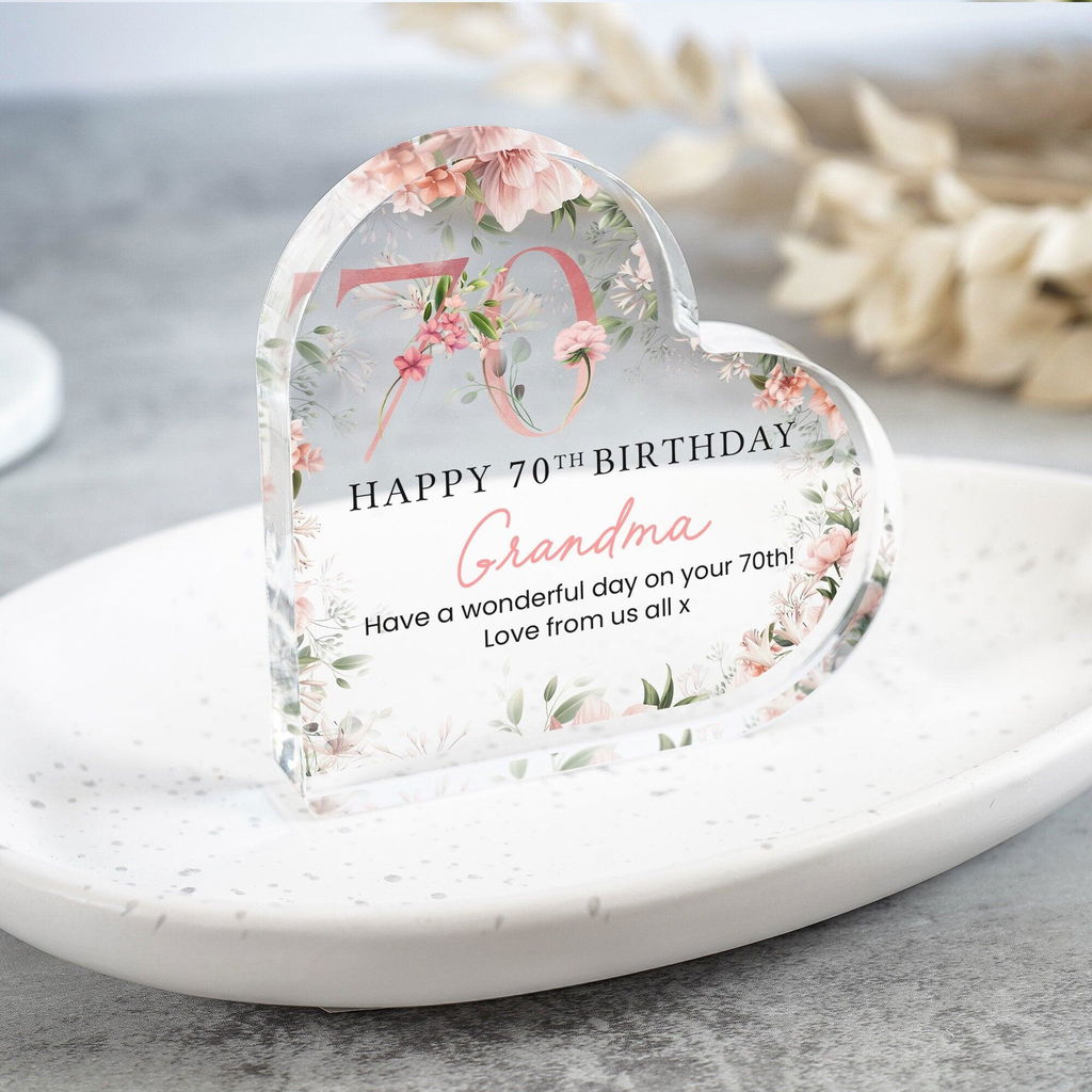 Personalised Rose Pink Happy 70th Birthday Gift Plaque