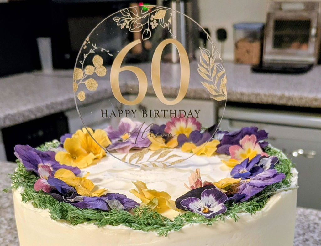 Personalised Clear Acrylic Birthday Cake Topper - 18th 21st 30th 40th 50th Birthday