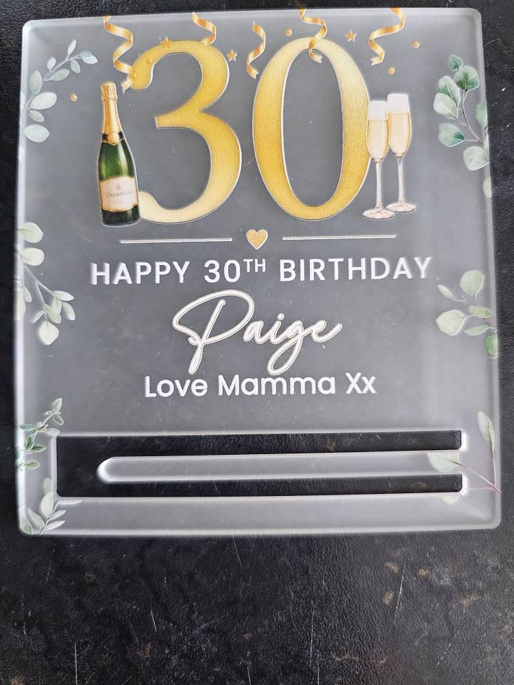 Personalised Gold Champagne Design 30th Birthday Money Holder Gift