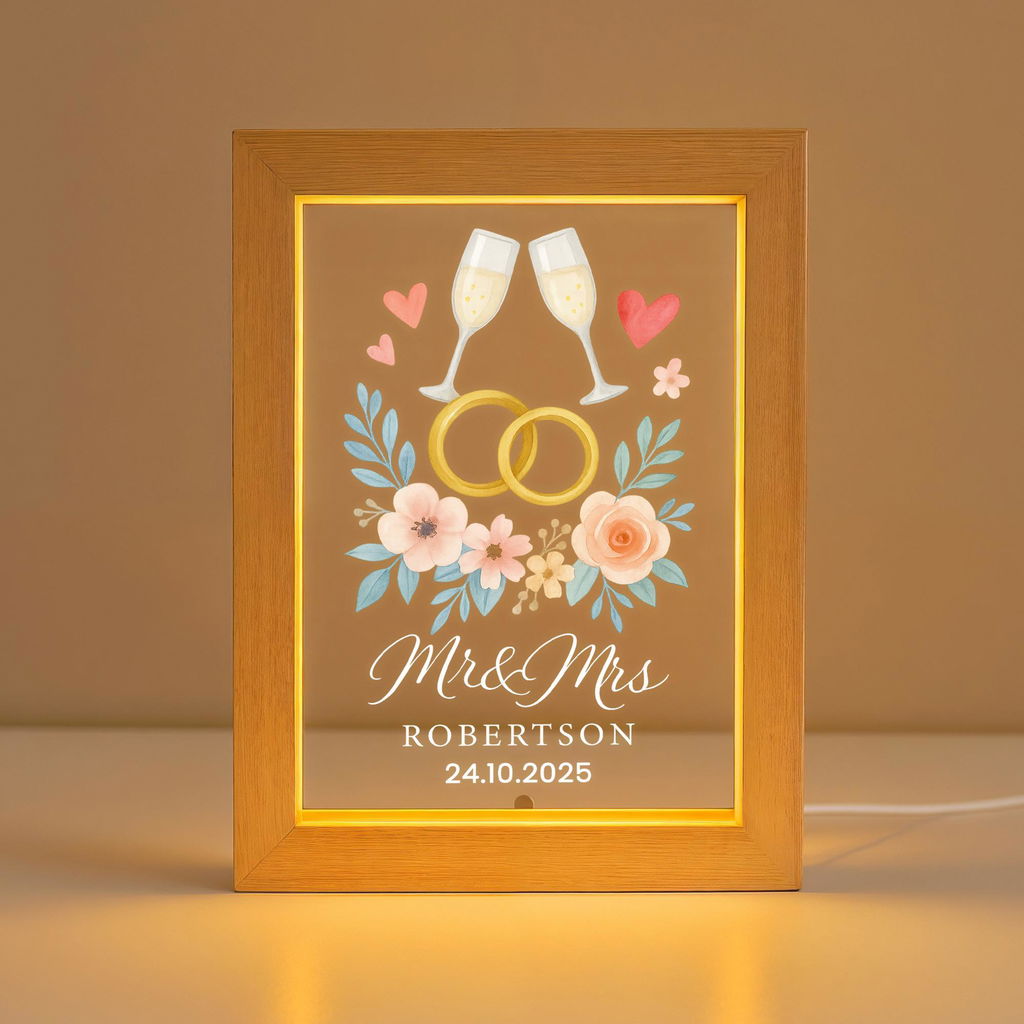 Personalised LED Mr & Mrs Just Married Light Frame