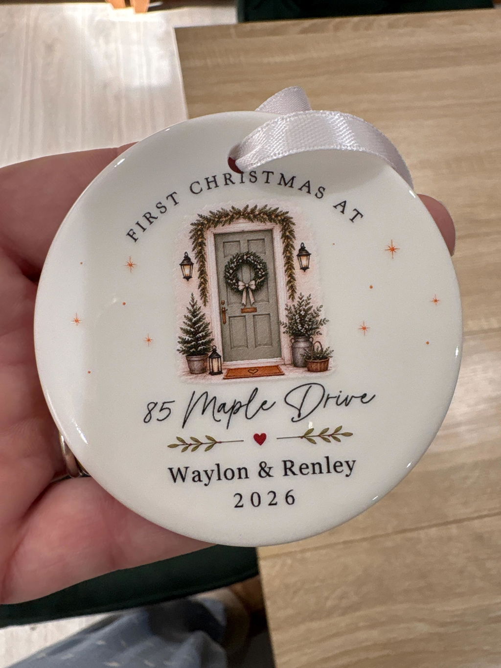 Personalised Road Name & Door Colour First Christmas in New Home Decoration Ornament