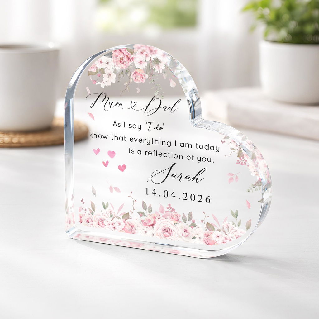 Personalised Parents of the Bride Thank You Heart Plaque Gift