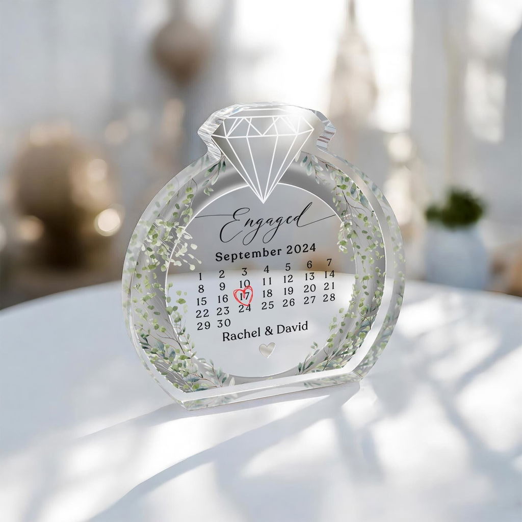 Personalised Calendar Date Engagement Gift Ring Gift Plaque