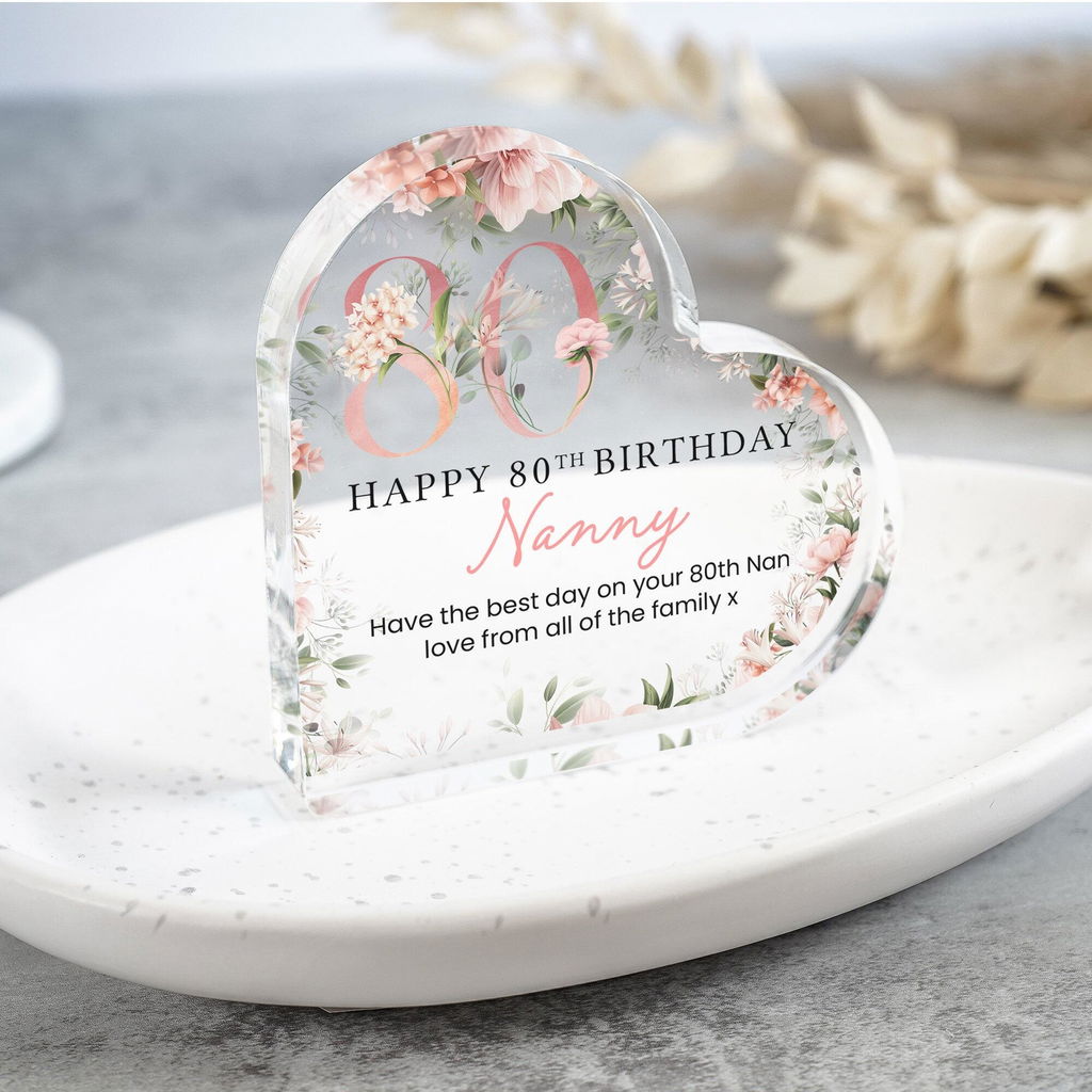 Personalised Rose Pink Happy 80th Birthday Gift Plaque
