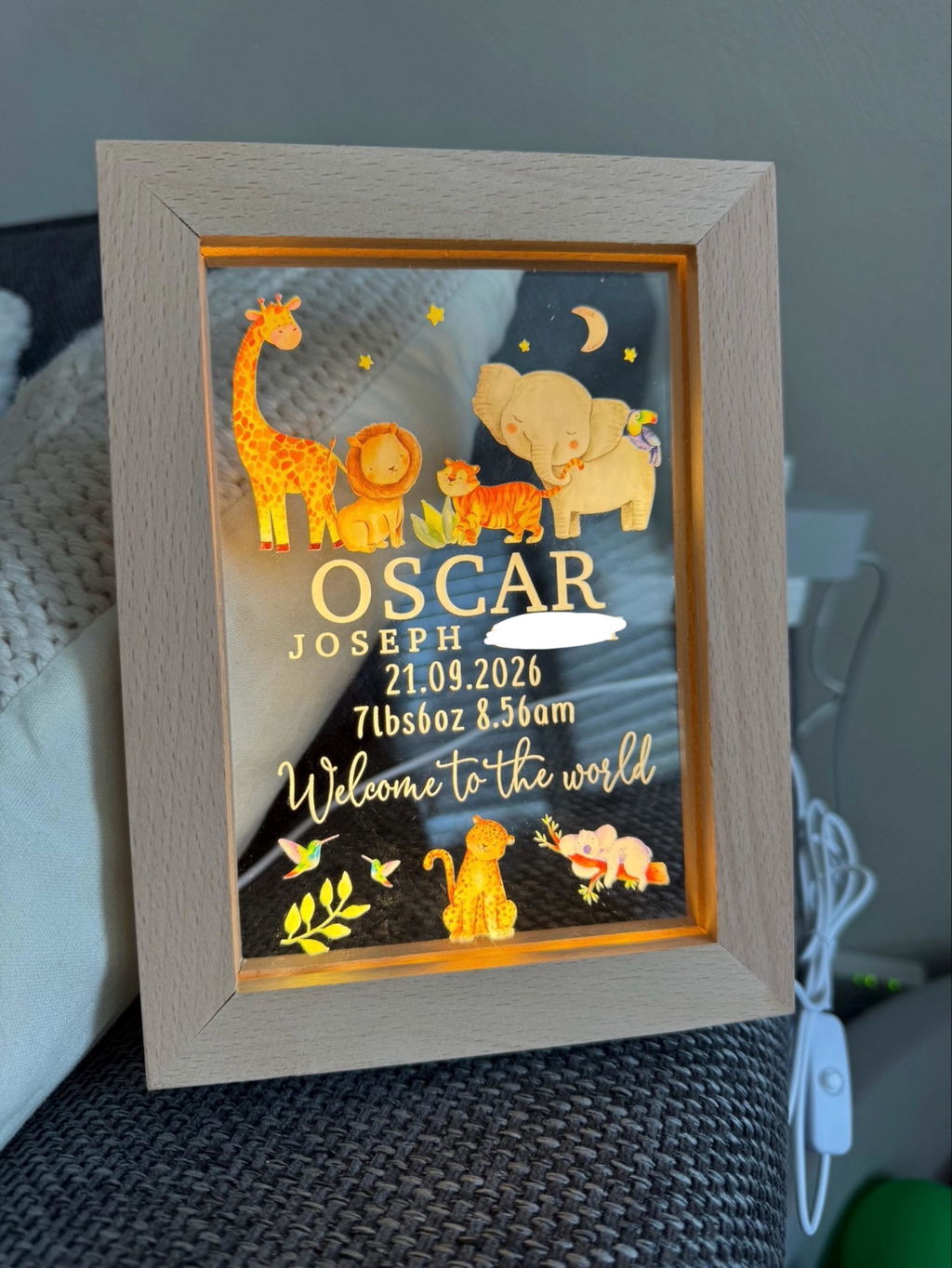 Personalised LED New Baby Welcome to the World Night Light