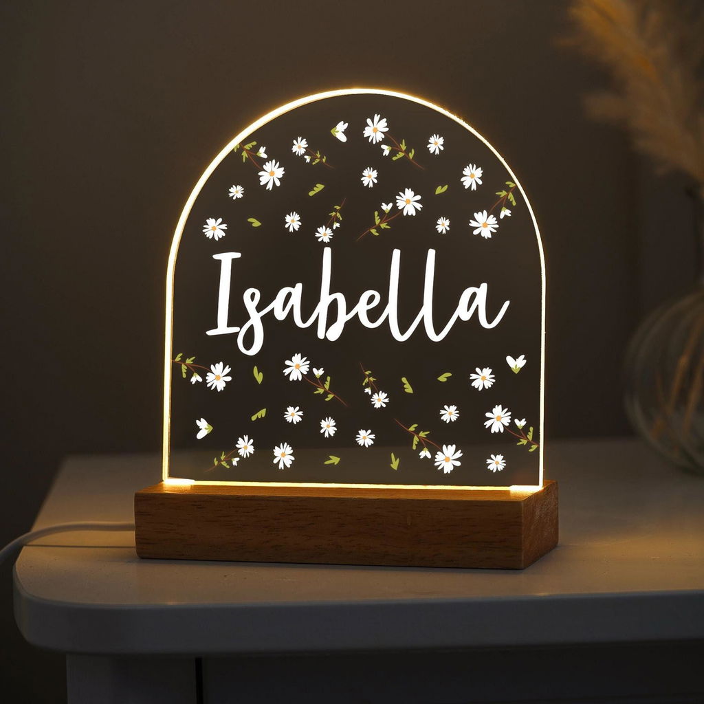 Personalised Daisy Flower LED Night Light Lamp