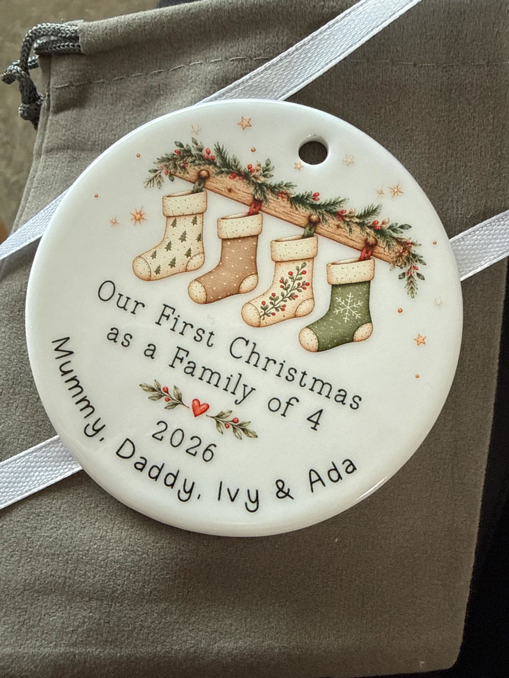 Personalised First Christmas as a Family of 4 Bauble – Christmas Stockings
