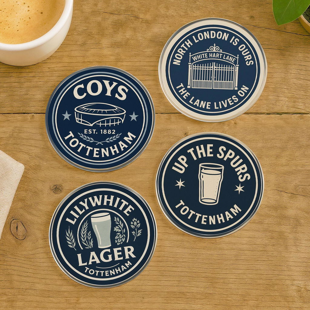 Set of 4 Tottenham Spurs FC Chants and Slogan Themed Clear Acrylic Coasters