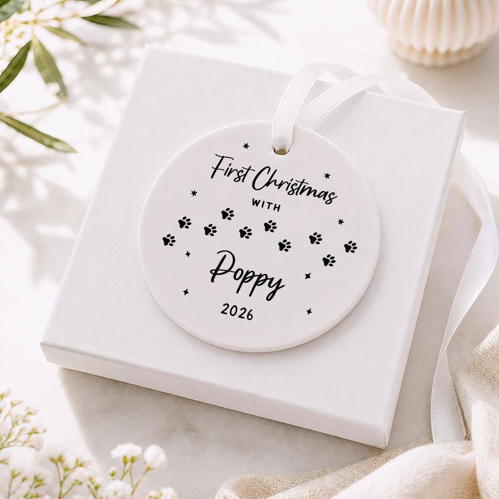 Personalised Puppy's 1st Christmas Decoration Bauble