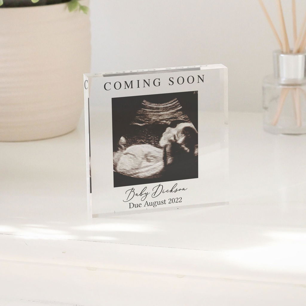 Personalised Baby Scan Coming Soon Announcement Photo Block
