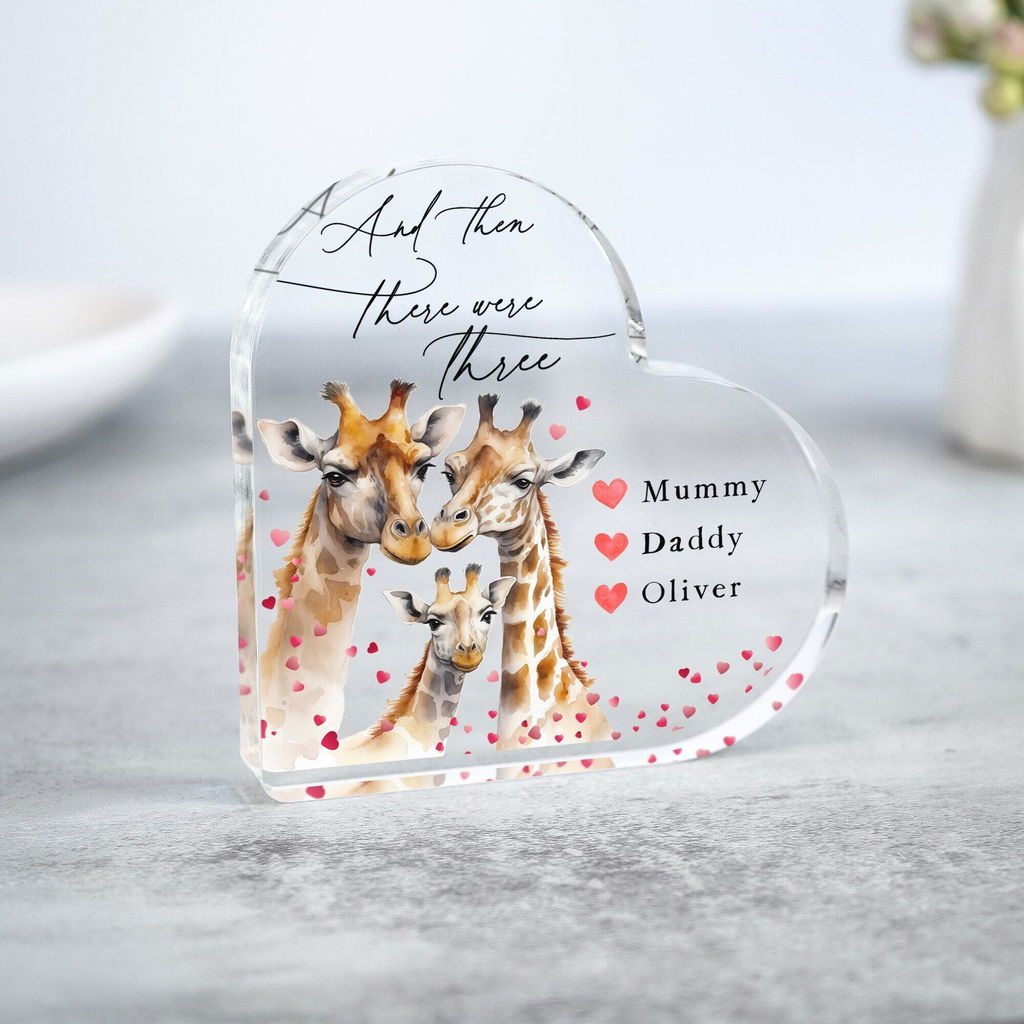 Personalised Giraffe Family of 3 Gift Plaque