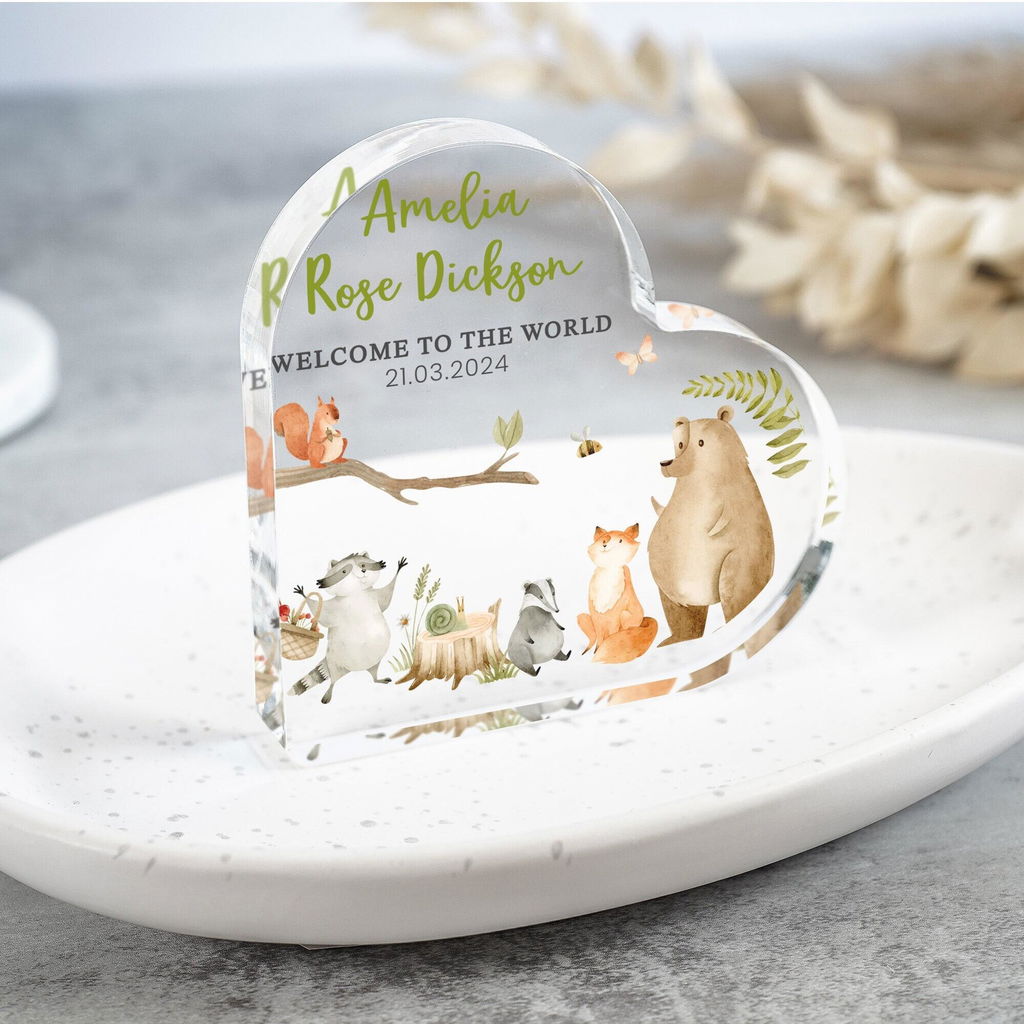 Personalised Woodland Themed New Baby Gift Plaque