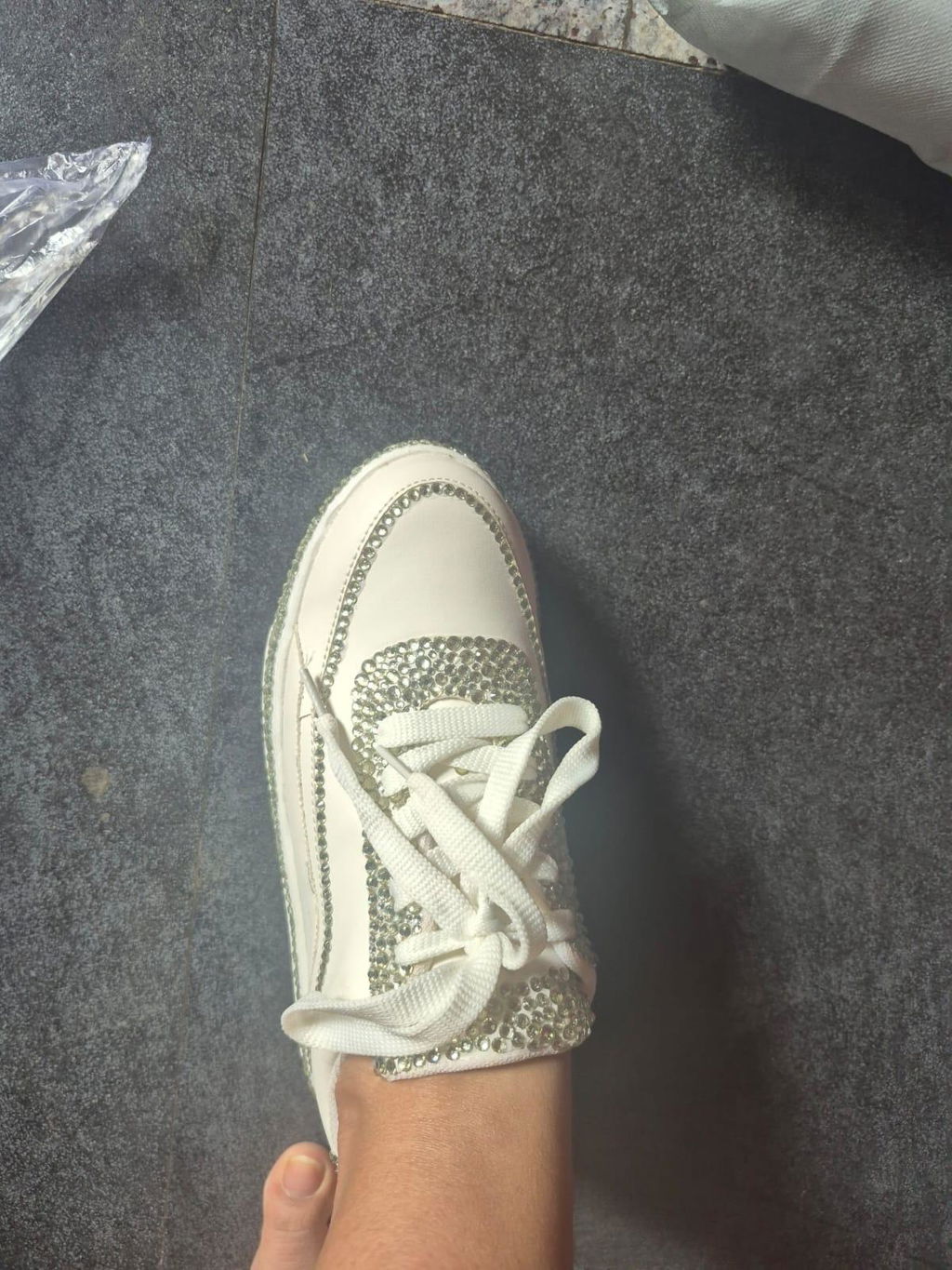 FUNKY N TRENDY rhinestone bridal sneakers / bridesmaid sneakers/ silver sneakers / silver shoes/stone sneakers studded shoes/ bride shoes/ white shoes