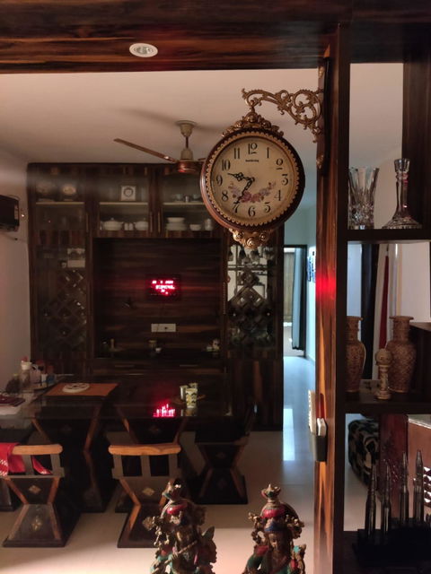 FunkyDecors Royal Antique-Look Brown Round Wall Hanging Double Sided Two Faces Retro Station Home Decor Wall Clock 50 cm Tall