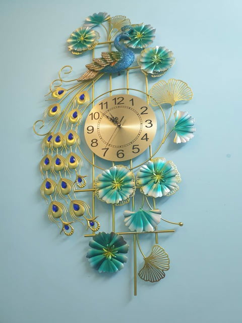 3D Designer Big Peacock Colorful Metal Wall Clock- FunkyDecors