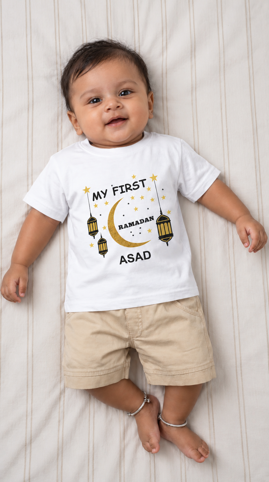 Custom Name My First Ramadan Half Sleeves T-Shirt for Boy-FunkyTeesClub