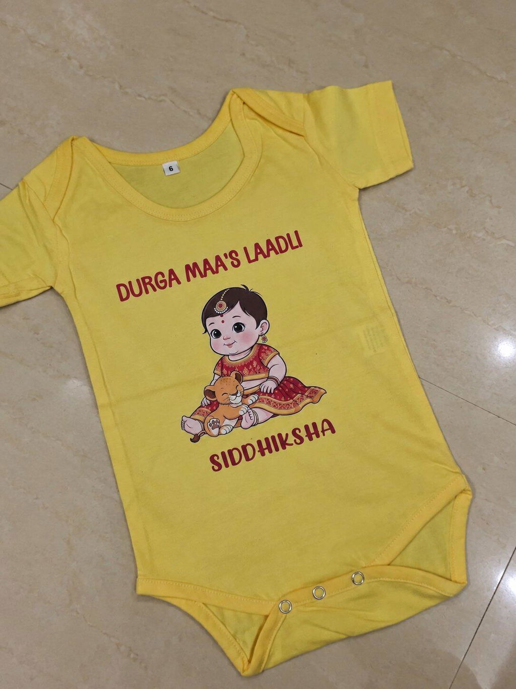Custom Name Durga Maas Ladli Durga Pooja Rompers for Baby Girl- FunkyTeesClub