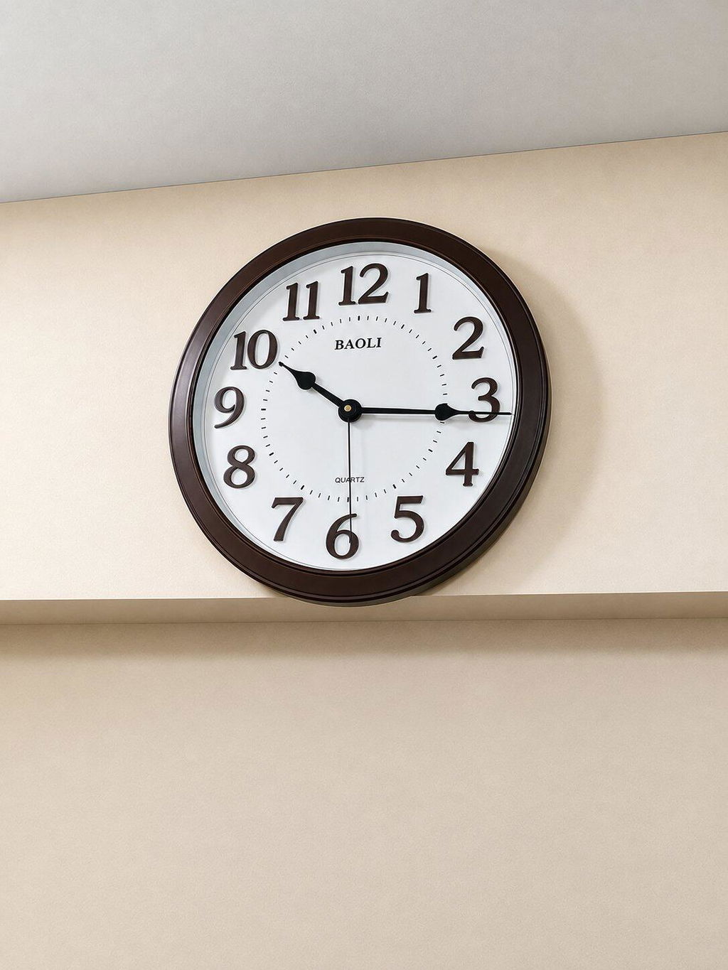 FunkyTradition Classic Brown White Wall Clock, Wall Watch, Wall Decor for Home Office Decor and Gifts 38 CM Tall