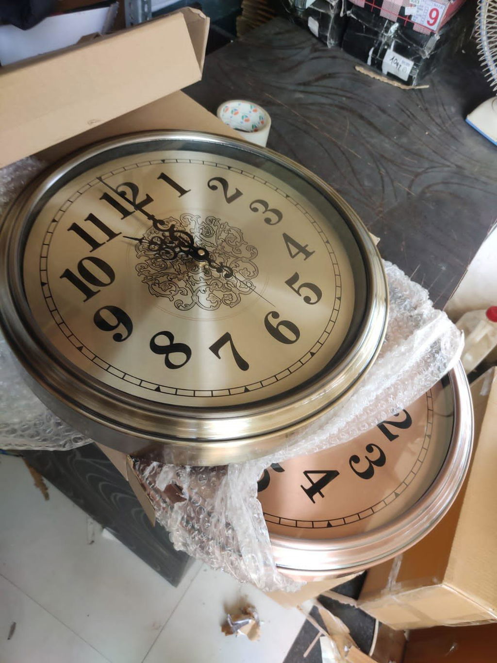 FunkyTradition Golden Metal Wall Clock 42 CM | Elegant Decorative Clock with Arabic & Roman Numeral Dial
