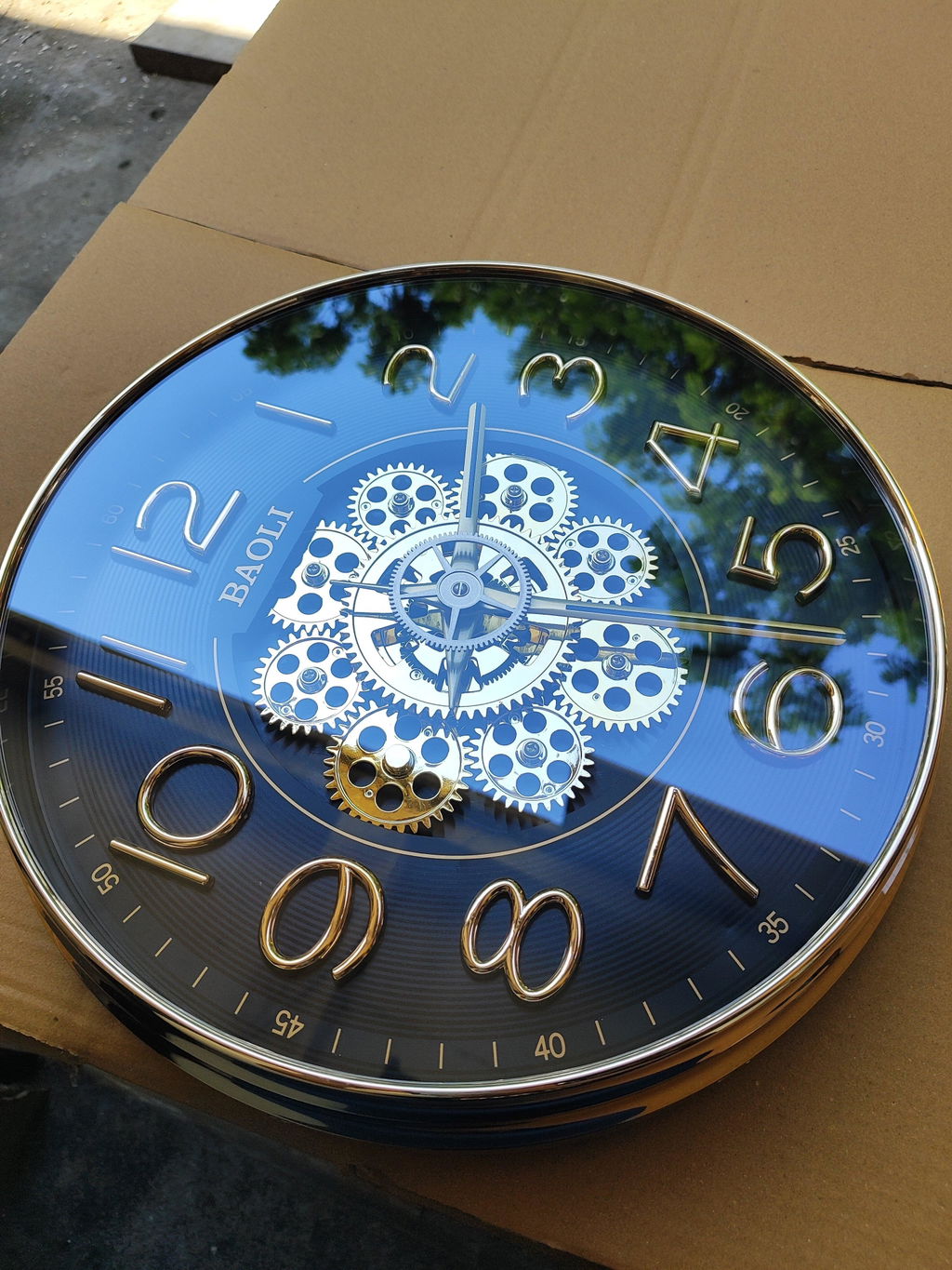 Luxury Open Gear Wall Clock 16x16 Inch – Silent Quartz Designer Wall Décor