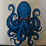 Blue Octopus & Red Eyes Kraken Vinyl Sticker