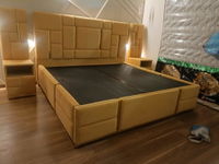 Julius Ultra Upholstered Bed With Manual Storage and Side Tables In Leatherette