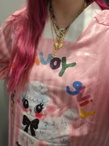 Lamb striped baseball jersey - soft pink