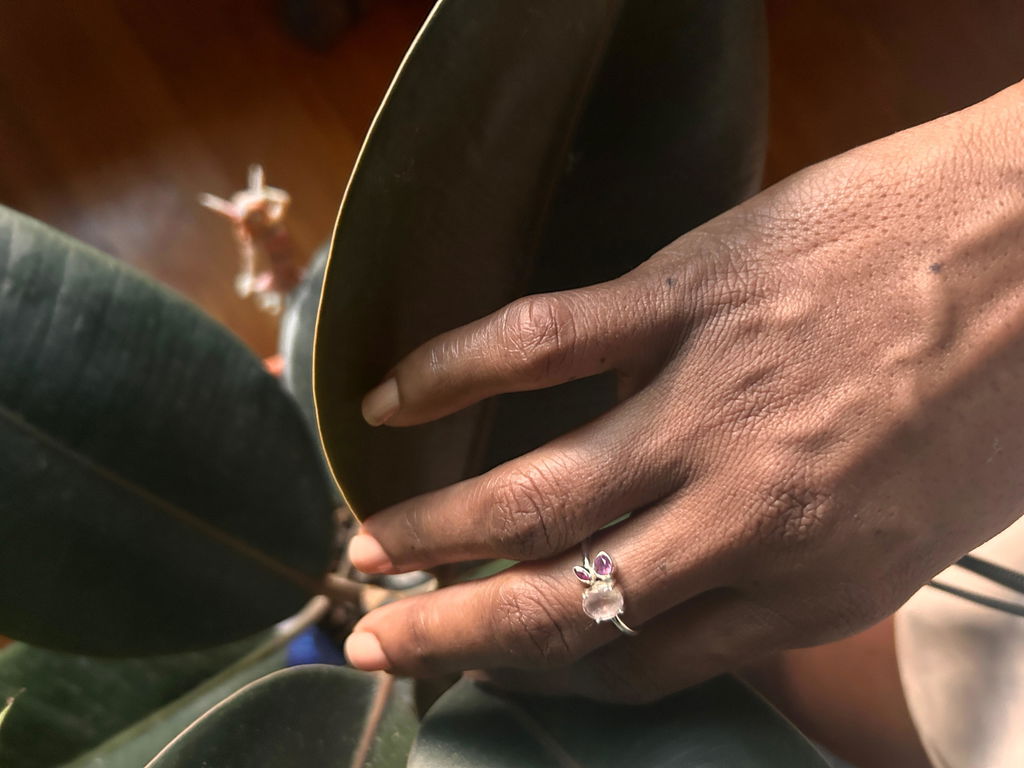 Rose Quartz, Ruby and Pink Sapphire Ring
