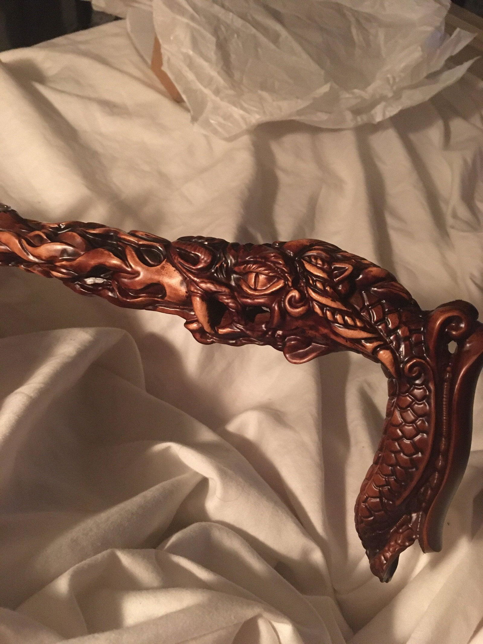 Fiery Dragon Dark Wood Hand Carved Wooden Walking Cane | GC-Artis