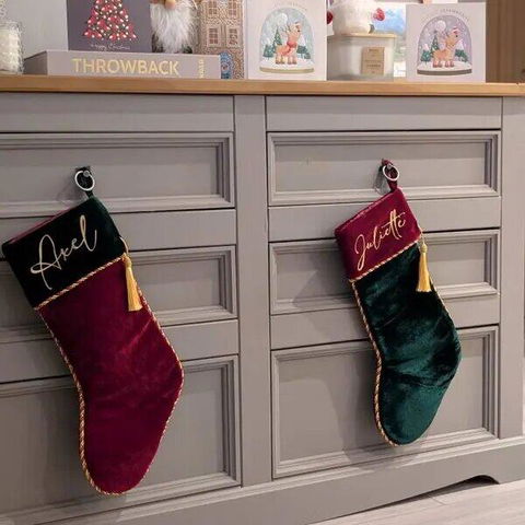 Personalized Velvet Christmas Stockings, Holiday Decorations, Christmas Gift LM32 670271