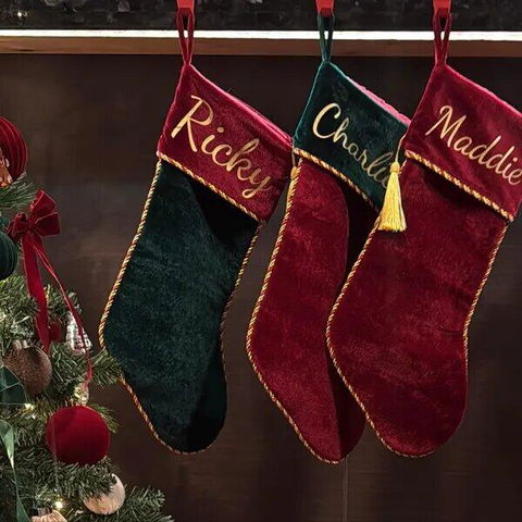 Personalized Velvet Christmas Stockings, Holiday Decorations, Christmas Gift LM32 670271