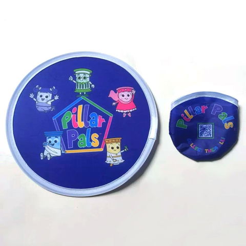 Custom Round Nylon Foldable Flying Hand Fan Brand Pop-Up Disc Fans