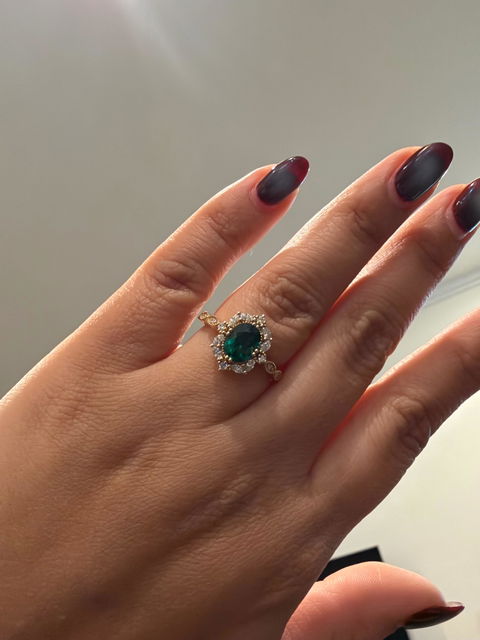 Emerald Halo Engagement Ring - GemsMagic