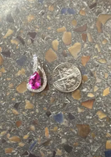 Designer Diamond Loop Pendant with Teardrop Shaped Pink Sapphire
