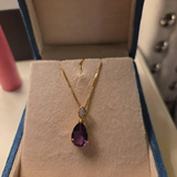 Illussion Set Diamond Pendant with Pear Cut Amethyst