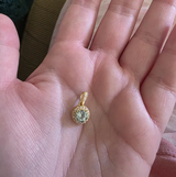 Classic Solitaire Round Aquamarine Halo Diamond Dangle Pendant