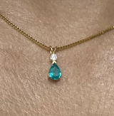 Paraiba Tourmaline Teardrop Pendant with Solitaire Diamond