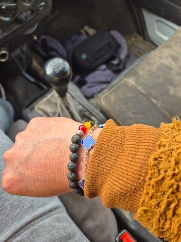 Foto de C.A.E.F. con Pulsera Clover Agata Azul Trébol - Plata 925