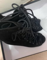 Black Velvet Lace-Up Dance Heels