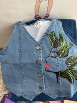 Nature's Grace Hand Painted Denim Jeans Top
