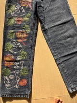 Floral Faces Art Hand Painted Jeans