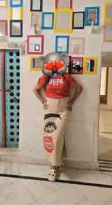 Pop Art Glam Hand Painted Denim Skirt