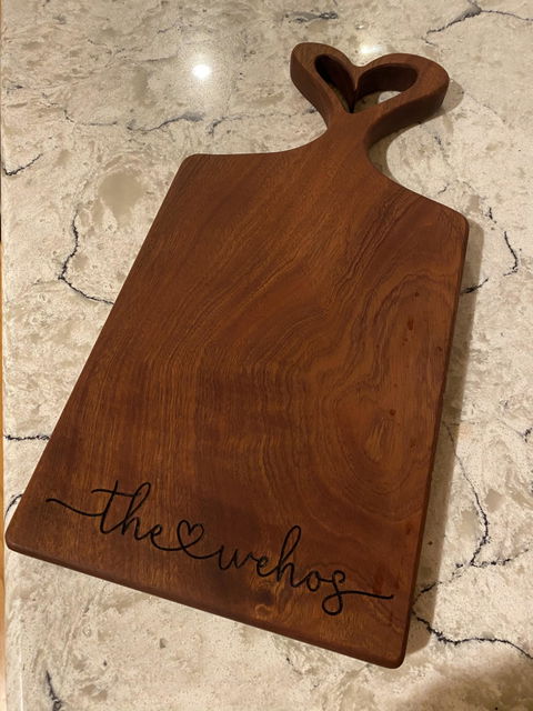Heart Charcuterie Board with Laser Engraving Add On