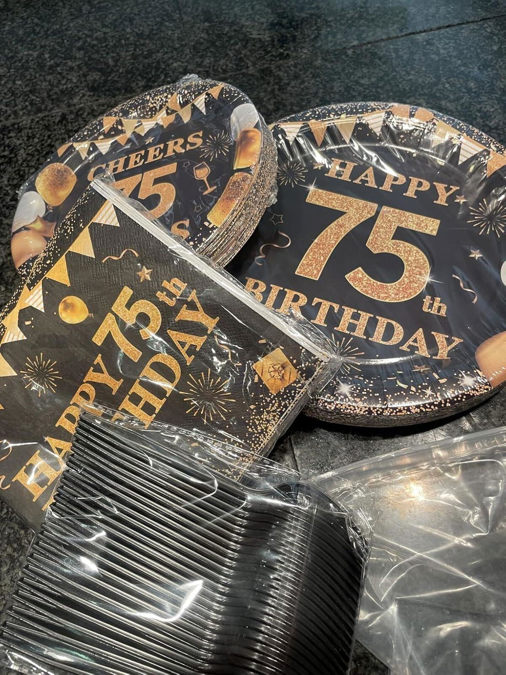 96 Pcs 75th Birthday Party Plates and Napkins